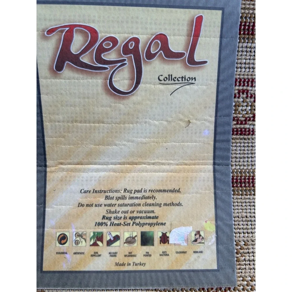 Regal Collection Runner Rug‎ 2x4.5 ft Beige Red Geometric Tribal Pattern Turkey